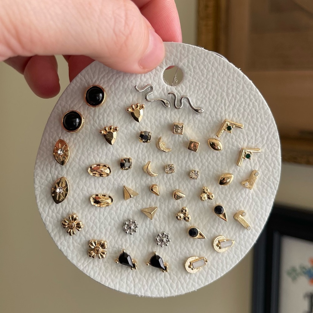 NWT- Free People Teeny Tiny Mega Stud Earring Set - Picture 2 of 2